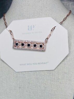 Bomb Party Black Onyx Cubic Zirconia Necklace on Rose Gold Plating NK17959